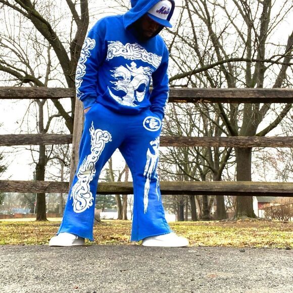 Hellstar OM Symbol Blue Nirvana  XL Edgy Streetwear Hoodie. - Picture 5 of 5